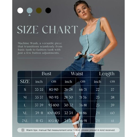 Adorpop Womens Bluish Grey Ribbed Sleeveless Blouses Button Down Henley Shirts - Picture 3 of 5